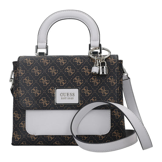 Guess, Tyren, Polyurethane, Textile Bag, Mini, Brown Stone, For Women, 26 x 20 x 8 cm