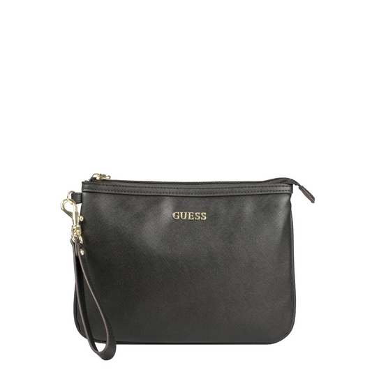 Guess, Vanille, Synthetic Leather, Textile Bag, Toiletry, Black, For Women, 25 x 19 x 2 cm