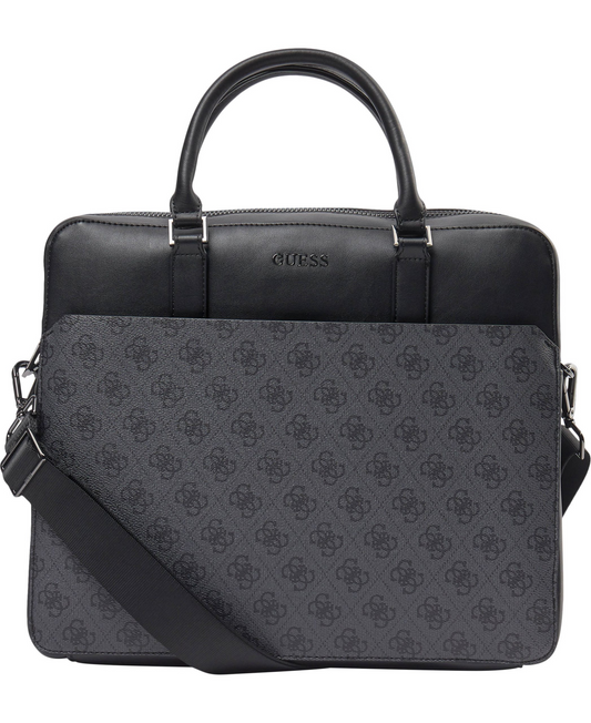 Guess, Vezzola, Polyurethane, Textile Briefcase, Computer, Black, 35 x 29 x 9 cm, For Men