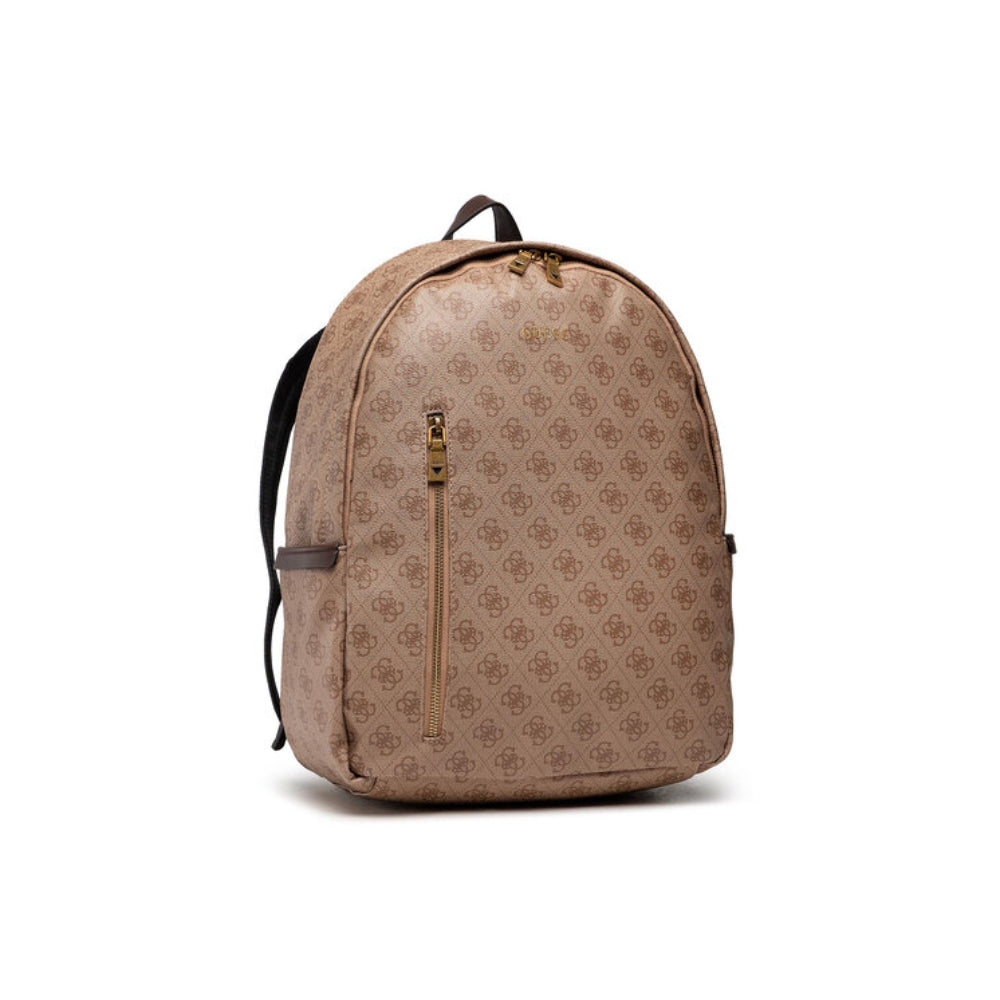 Guess, Vezzola, Synthetic Leather, Textile Backpack, Brown, 4G Logo, For Men, 21/32.5 x 39.5 x 15 cm