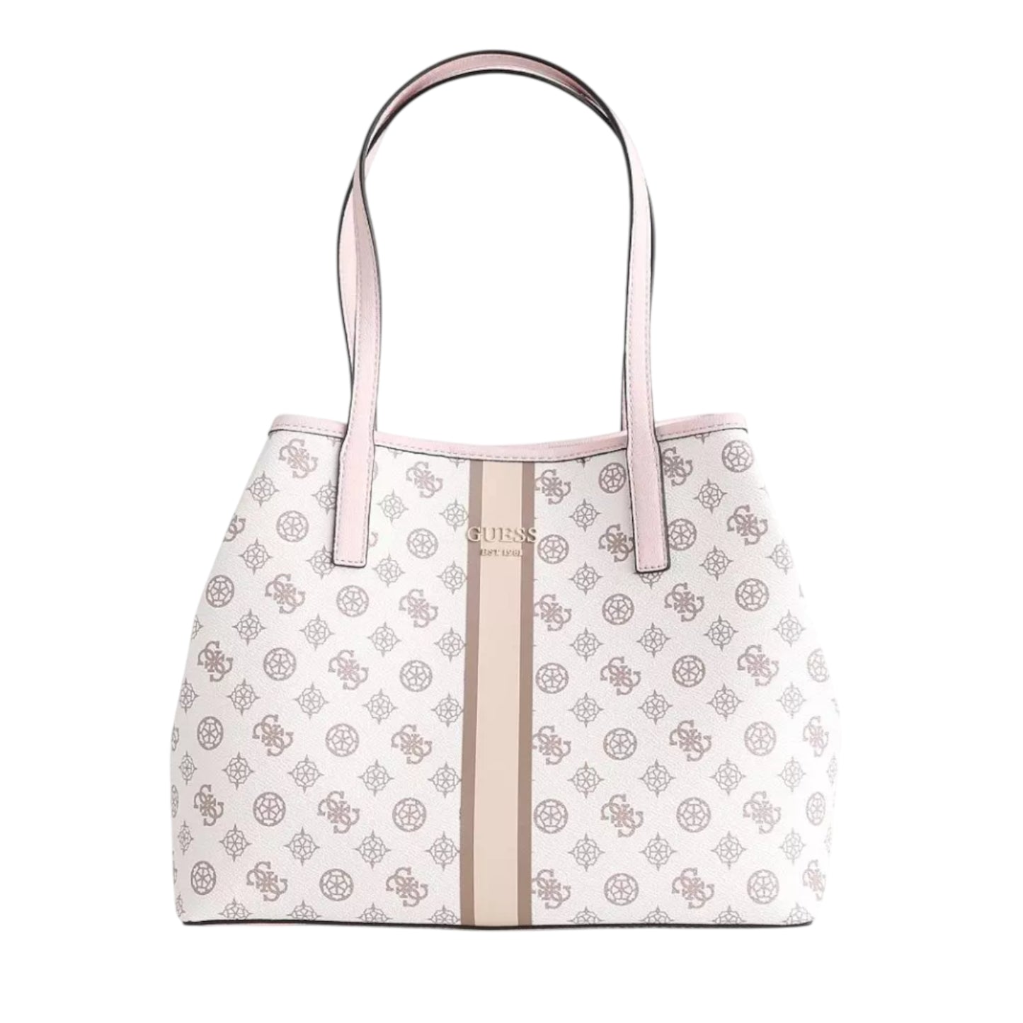 Guess, Vikky, Synthetic Leather, Textile Bag, Tote, Cream, KP699523, For Women
