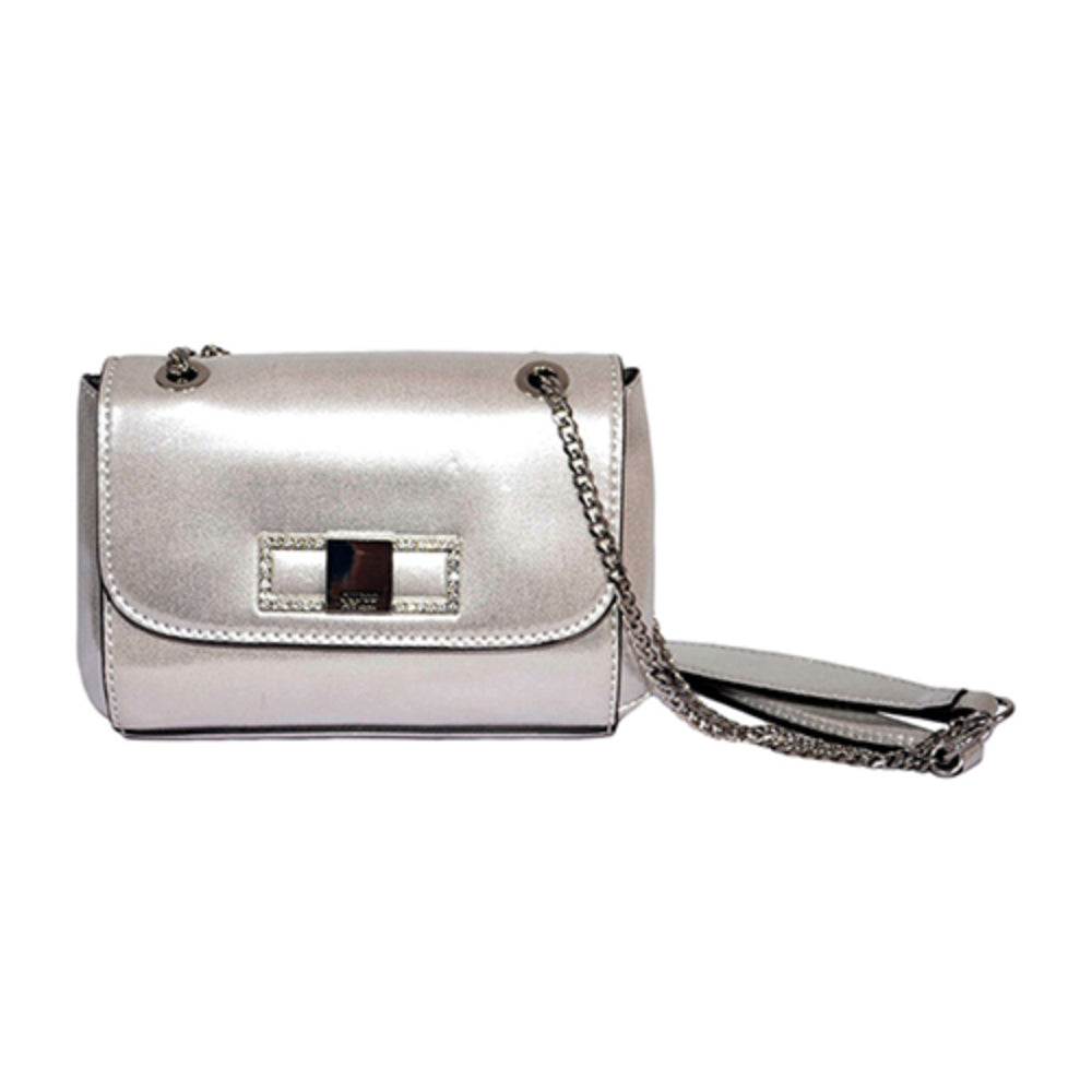 Guess, XBODY FLAP, Textile Crossbody Bag, Silver, Mini, For Women