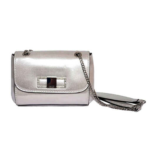Guess, XBODY FLAP, Textile Crossbody Bag, Silver, Mini, For Women