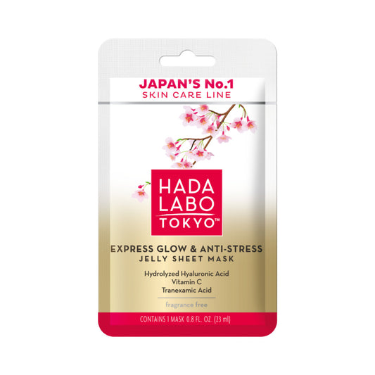 Hada Labo Tokyo, Premium, Hyaluronic Acid, Glow & Anti Stress, Sheet Mask, Face, Day, 23 ml