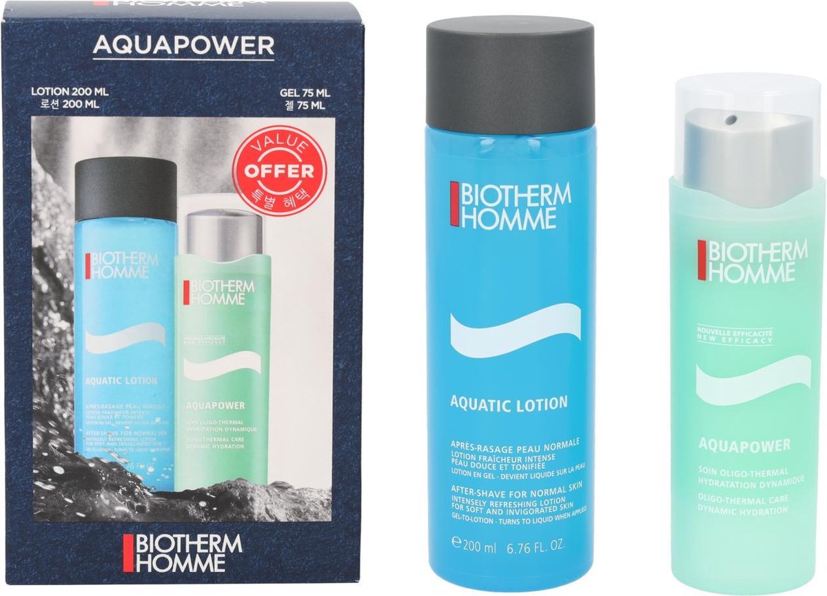 Homme Set Biotherm: Aquapower, Hydrating, Gel, For Face, 75 ml + Aquapower, Soothing & Toning, Lotion, For Face, 200 ml