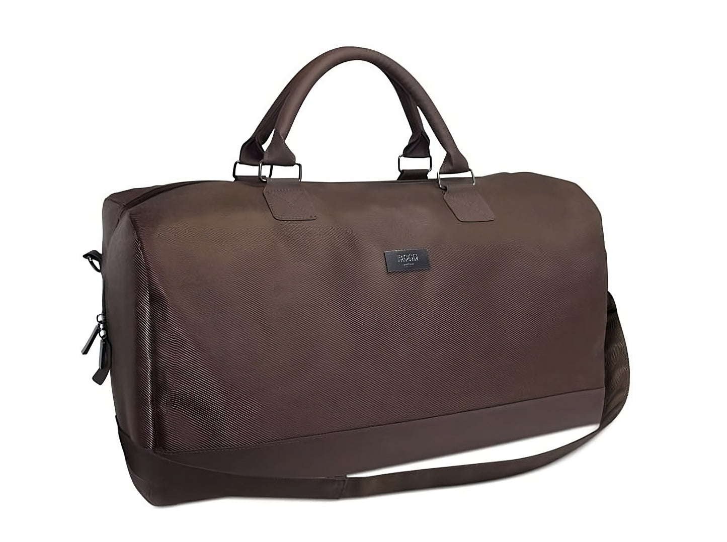 Hugo Boss, Duffle, Synthetic Leather, Textile Handbag, Weekend Bag, Dark Brown, 50 x 18 x 31 cm