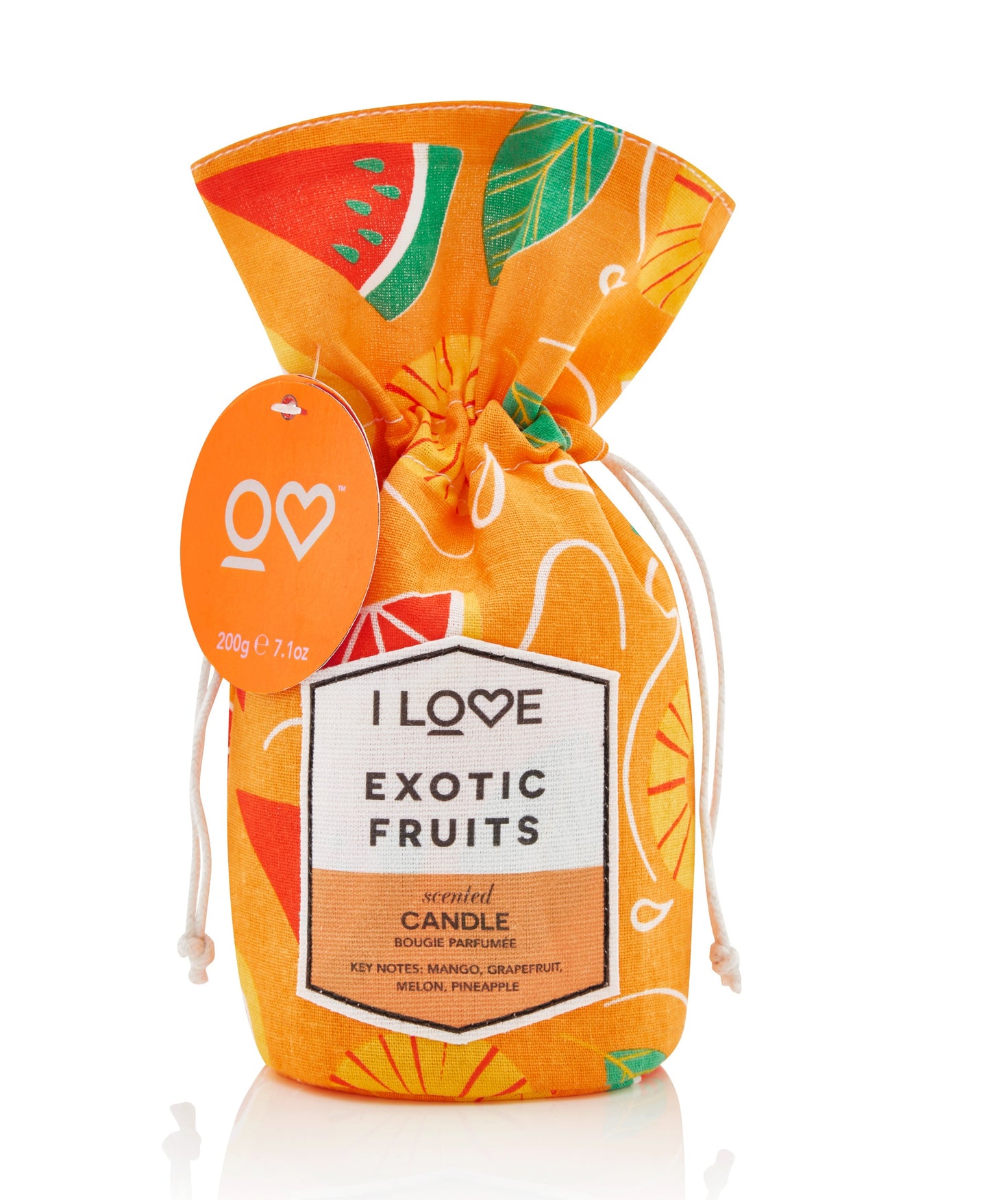 I Love, Exotic Fruits, Mango, Grapefruit, Mango, Pineapple, Scented Candle, 160 g