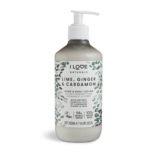I Love, Naturals Collection, Vegan, Moisturizing, Lime, Ginger & Cardamom, Lotion, For Hands & Body, 500 ml