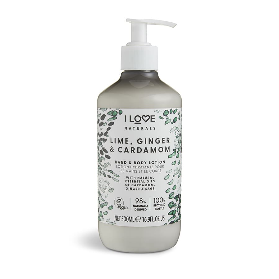 I Love, Naturals Collection, Vegan, Moisturizing, Lime, Ginger & Cardamom, Lotion, For Hands & Body, 500 ml