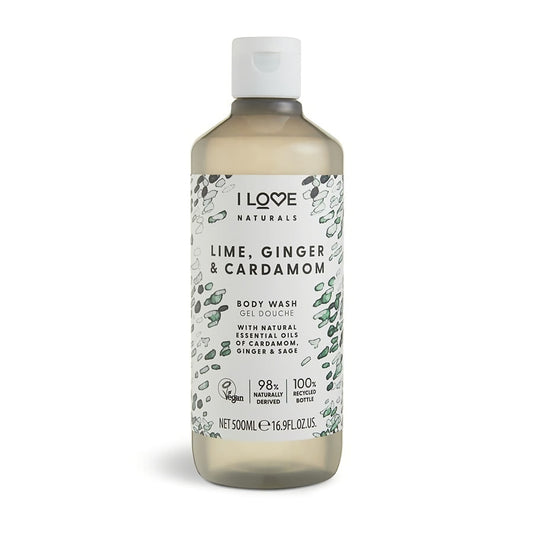 I Love, Naturals Collection, Vegan, Lime, Ginger & Cardamom, Hydrating, Shower Gel, For All Skin Types, 500 ml