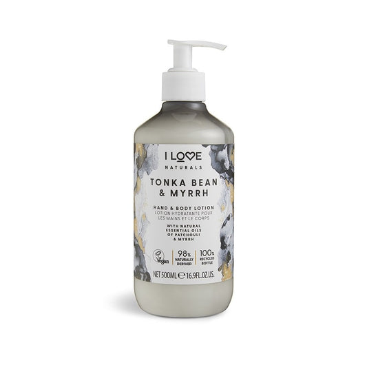 I Love, Naturals Collection, Vegan, Moisturizing & Softening, Tonka Bean & Myrrh, Lotion, For Hands & Body, 500 ml