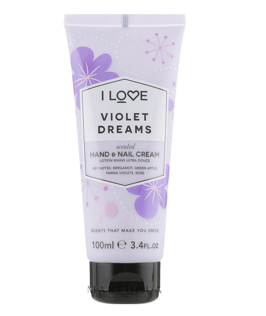 I Love, Signature Collection, Moisturizing, Hand & Nail Cream, Violet Dreams, 100 ml