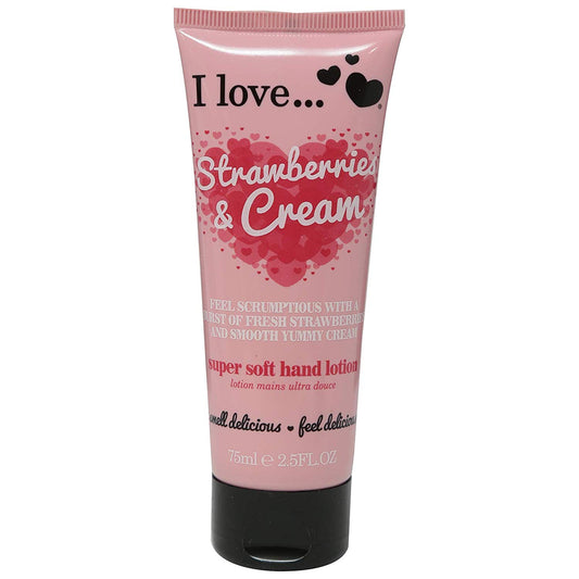 I Love, Originals, Hydrating, Hand Lotion, Strawberries & Cream, 75 ml