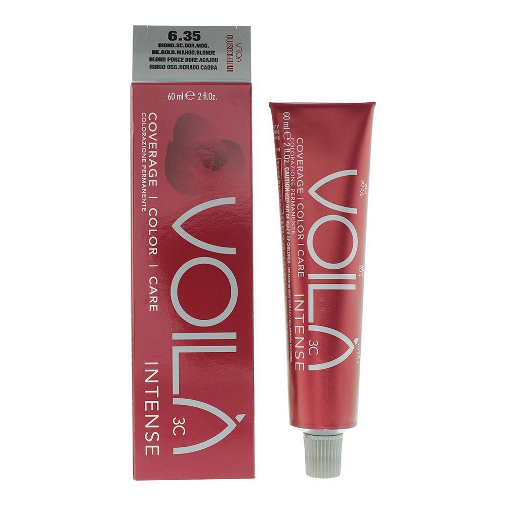 Intercosmo, Voilà 3C Intense, Permanent Hair Dye, 6.35 Dark Blonde Intense Mahogany, 60 ml
