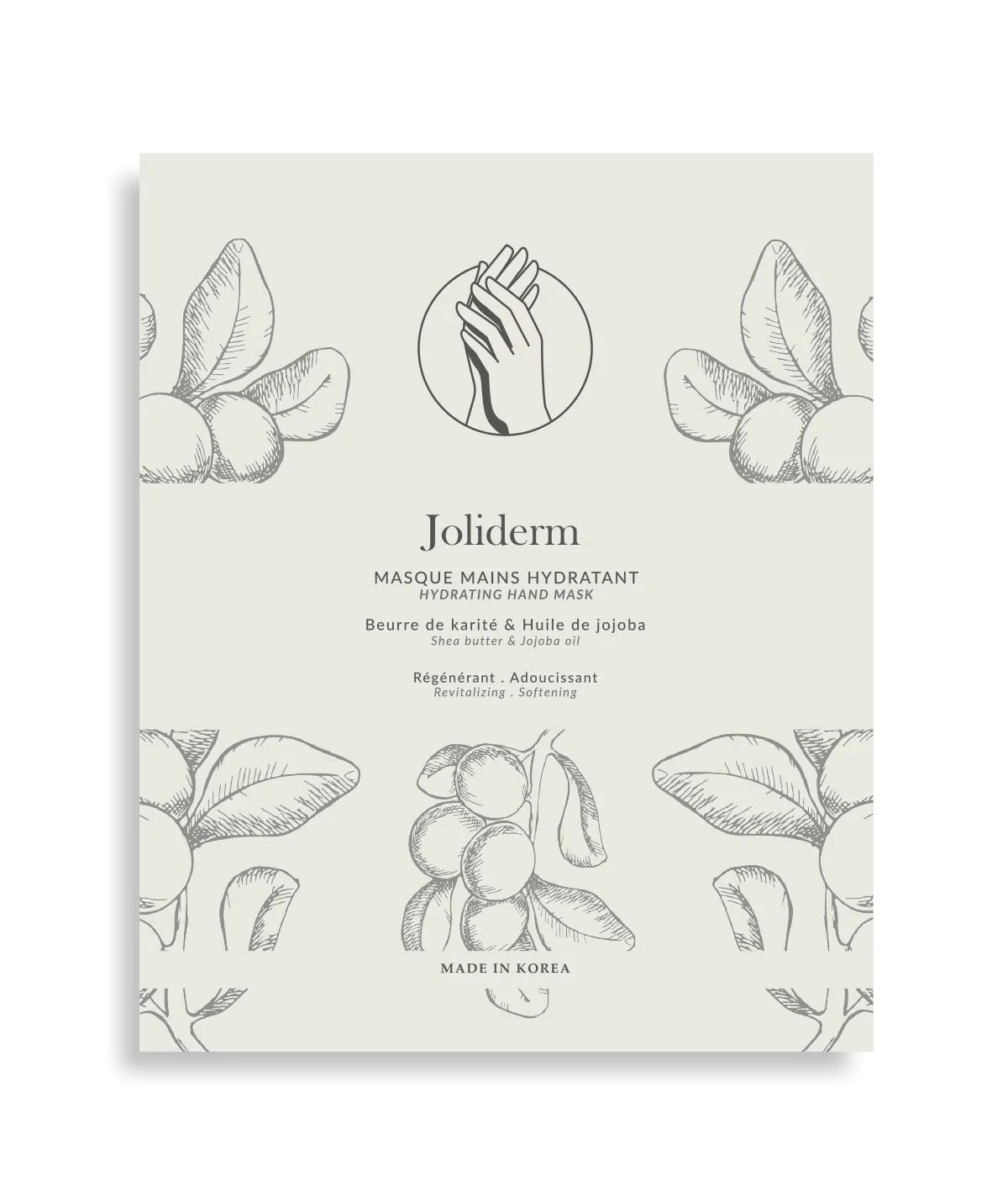 Set Duo, Joliderm, Joliderm, Shea Butter And Coconut Oil, Hydrating & Softening, Hand Sheet Mask, 2 pcs, 2