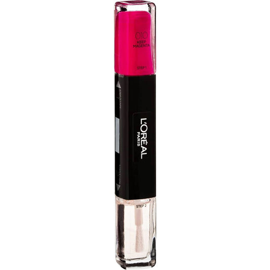 L'Oreal Paris, Infallible, Nail Polish 2-In-1, 010, Keep Magenta, 2 x, 5 ml