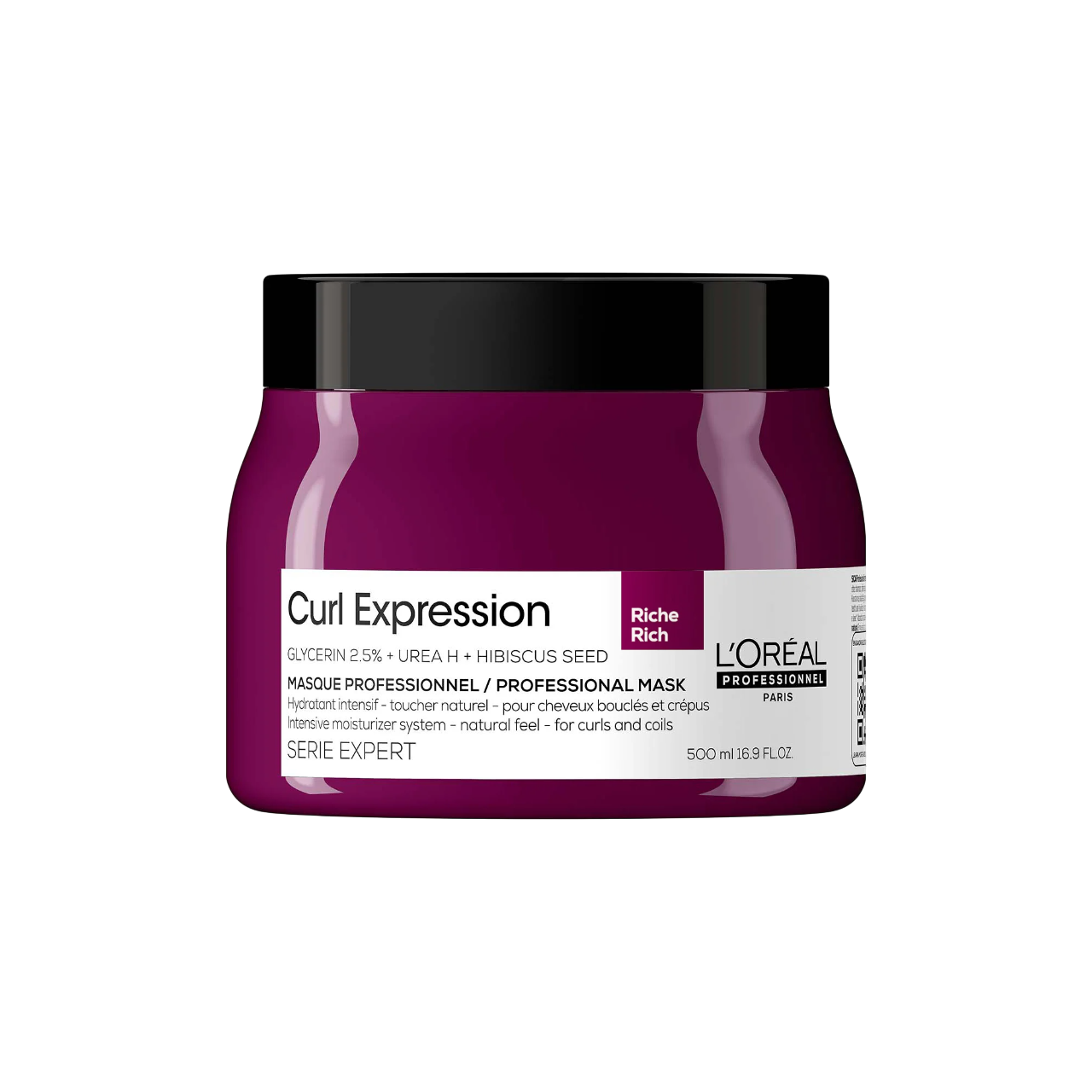L'Oreal Professionnel, Serie Expert Curl Expression Rich, Glycerin2.5% + Urea H + Hibiscus Seed, Hair Treatment Cream Mask, Intense Moisturizing, 500 ml