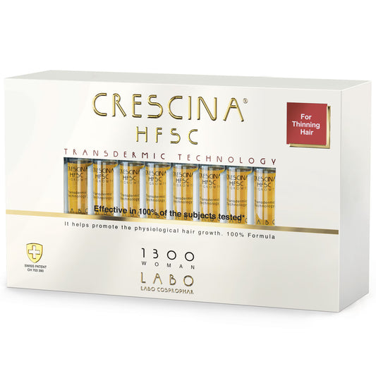 Labo, Crescina, Transdermic HFSC 1300, For Growth Stimulation, Ampoules Treatment Serum, For Scalp, For Women, 20 pcs, 3.5 ml