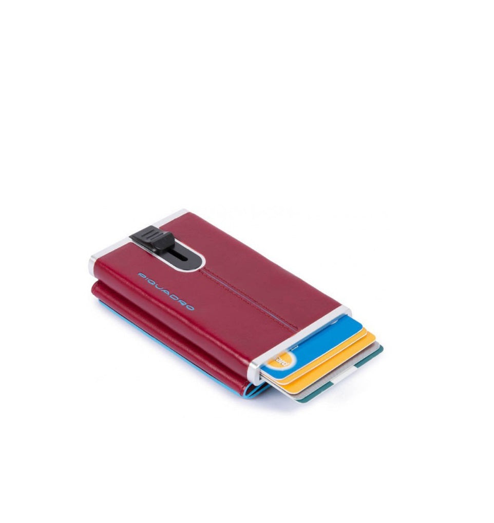 Piquadro, Blue Square, Leather Card Holder, Square Sliding System, PP4891B2RR, Brown, For Men