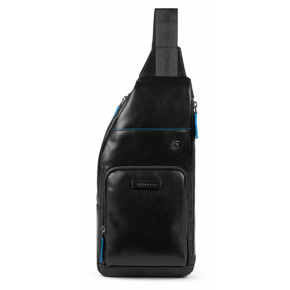 Piquadro, Monospalla, Leather, Leather Backpack, Black, Mono Sling, For Men, 18 x 36 x 6 cm