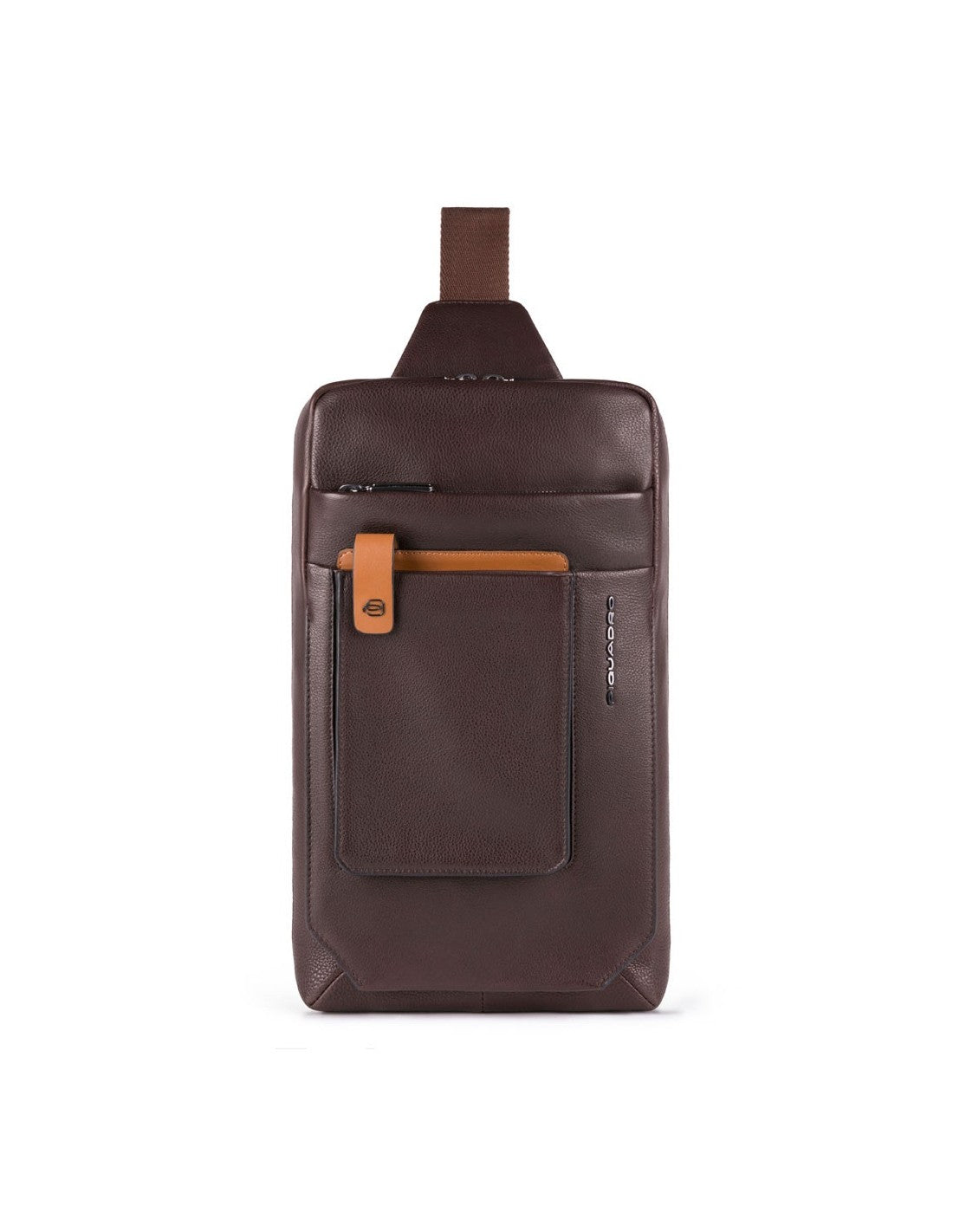 Piquadro, Tallin, Leather, Textile Bag, Mono Sling, Brown, For Men, 20 x 33 x 5 cm