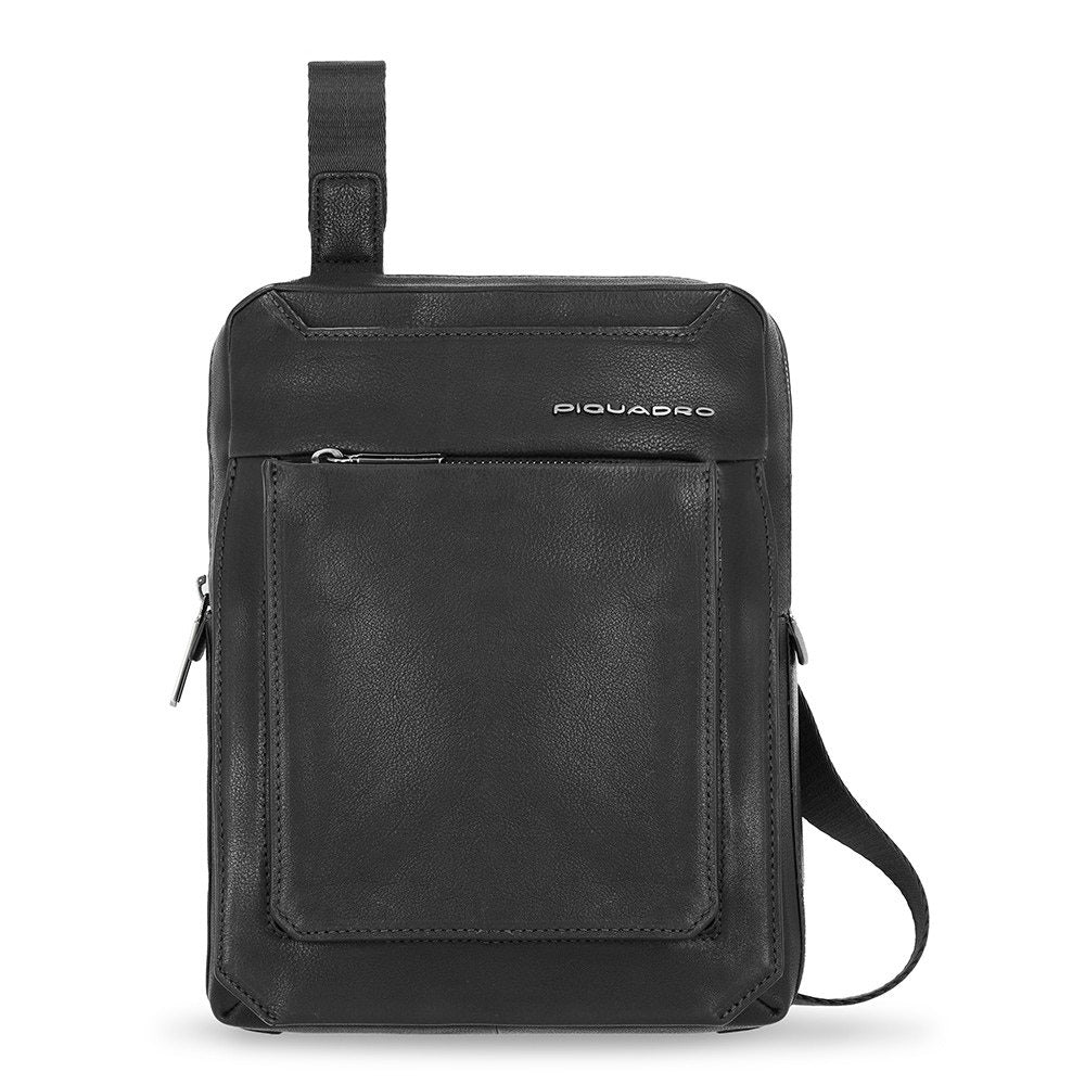 Piquadro, Tallin, iPad Sleeve, Leather Crossbody Bag, Black, CA1816W108, 21.5 x 27 x 7 cm, For Men