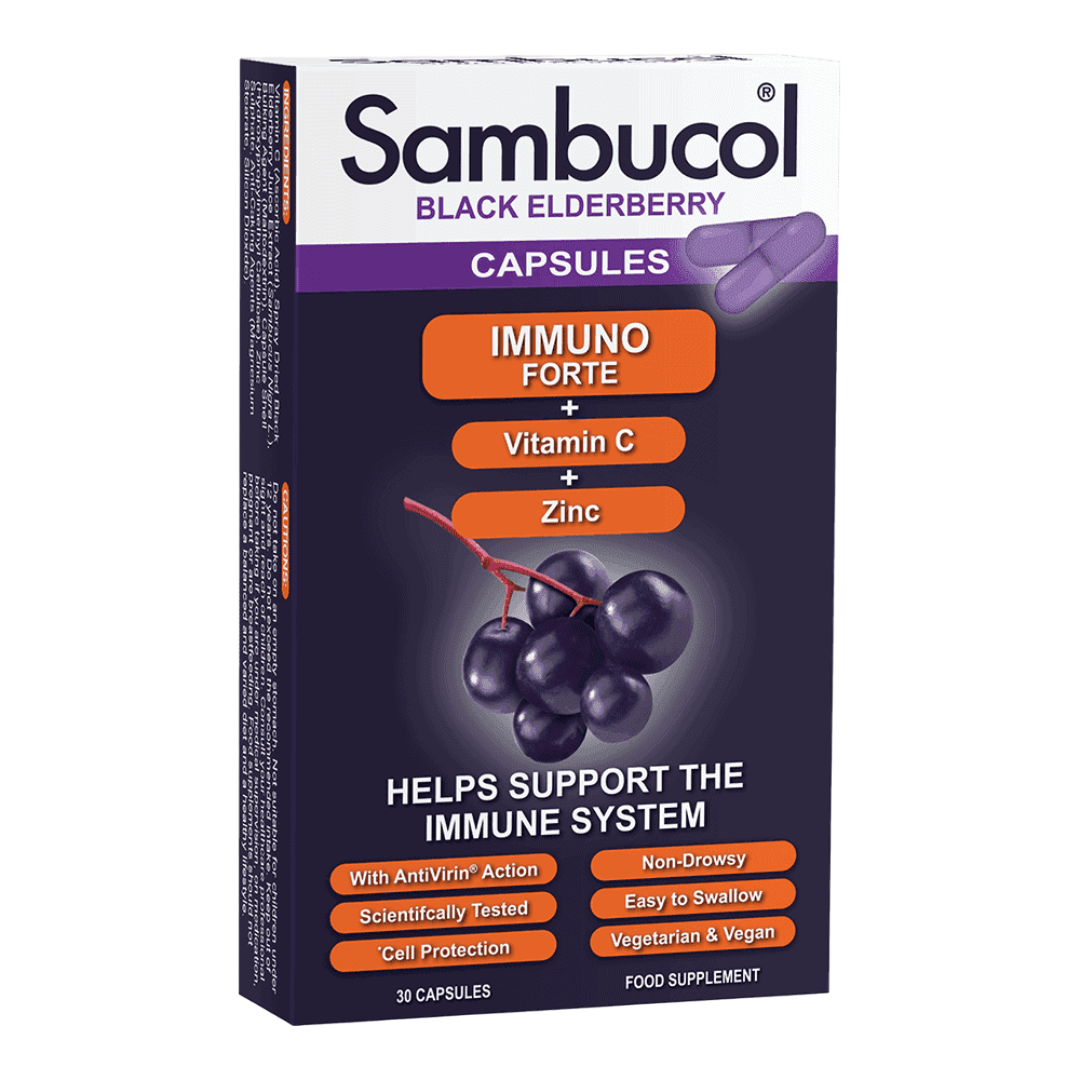 Sambucol, Immuno Forte+, Vitamin C + Zinc, Support The Immune System, Capsules, 30 capsules