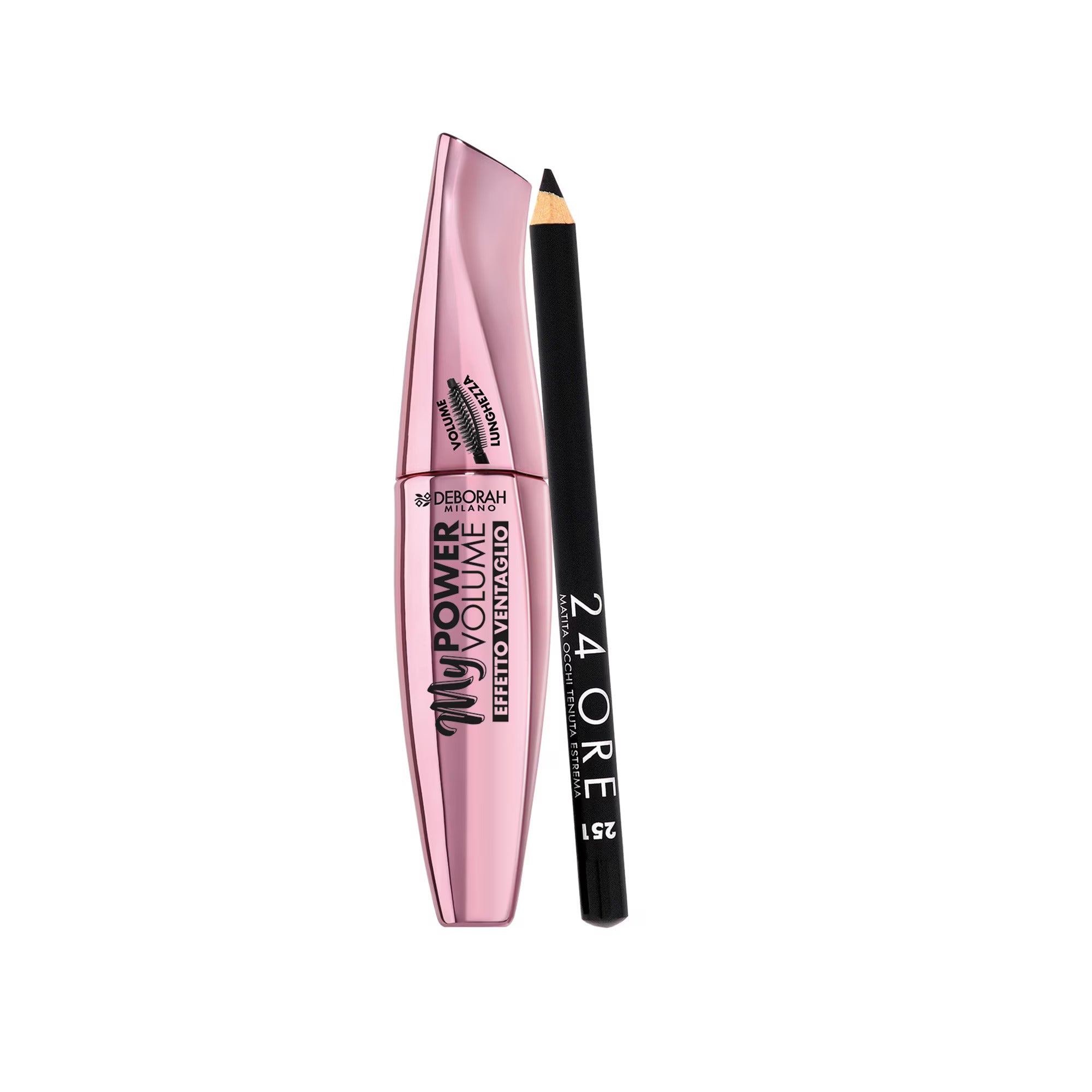 Set Deborah: 24H Extra, Gel Pencil Eyeliner, Black, 1.5 g + My Power, Waterproof, Volumizing, Mascara, Black, 14 ml