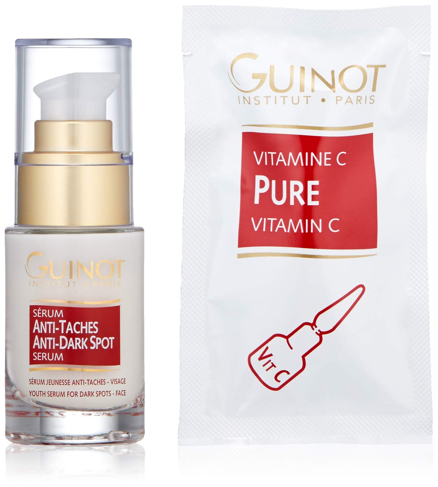 Set Guinot: Anti-Taches, Anti-Dark Spots, Serum, For Face, 23.5 ml + Pure, Vitamin C, Serum, For Face, 1.5 ml