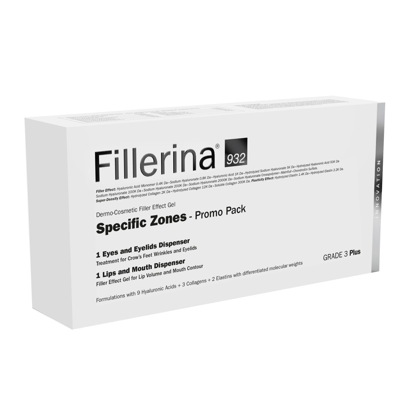 Set Labo: Fillerina 932 Specific Zones Grade 3 Plus, Hyaluronic Acid, Volumizing, Local Treatment Cream, For Lips, 7 ml + Fillerina 932 Specific Zones Grade 3 Plus, Anti-Wrinkle, Day & Night, Local Treatment Cream, For Eyes & Eyelids, 15 ml