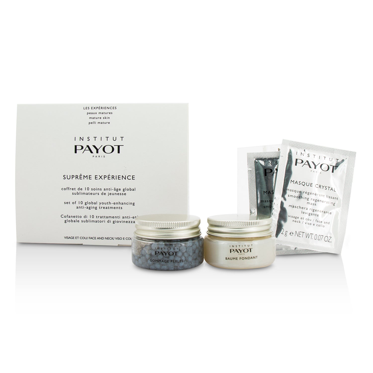 Pro Box Le Supreme Set Payot: Baume Fondant, Balm, For Face, 30 g + Crystal, Powder Mask, For Face, 10 pcs, 2 g + Gommage Perles, Serum Capsules, For Face, 30 g
