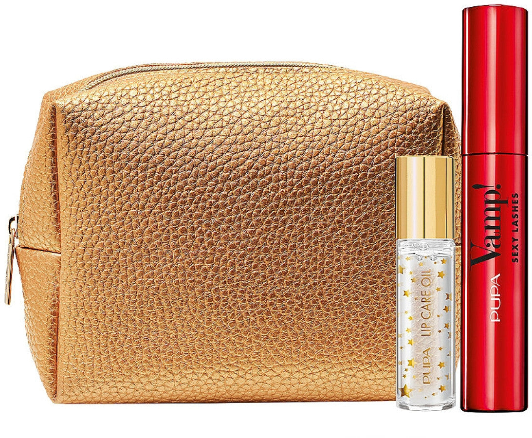 Set Pupa: Vamp!, Nourishing, Lip Oil, 9.5 ml + Vamp! Sexy Lashes, Paraben-Free, Mascara, 001, Black, 12 ml