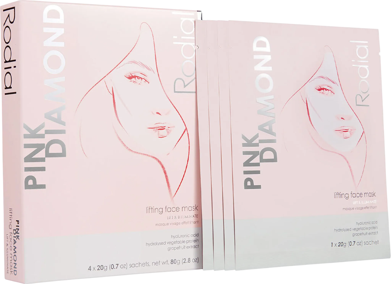 Set, Rodial, Pink Diamond, Lifting, Sheet Mask, Face, 4 pcs, 20 g