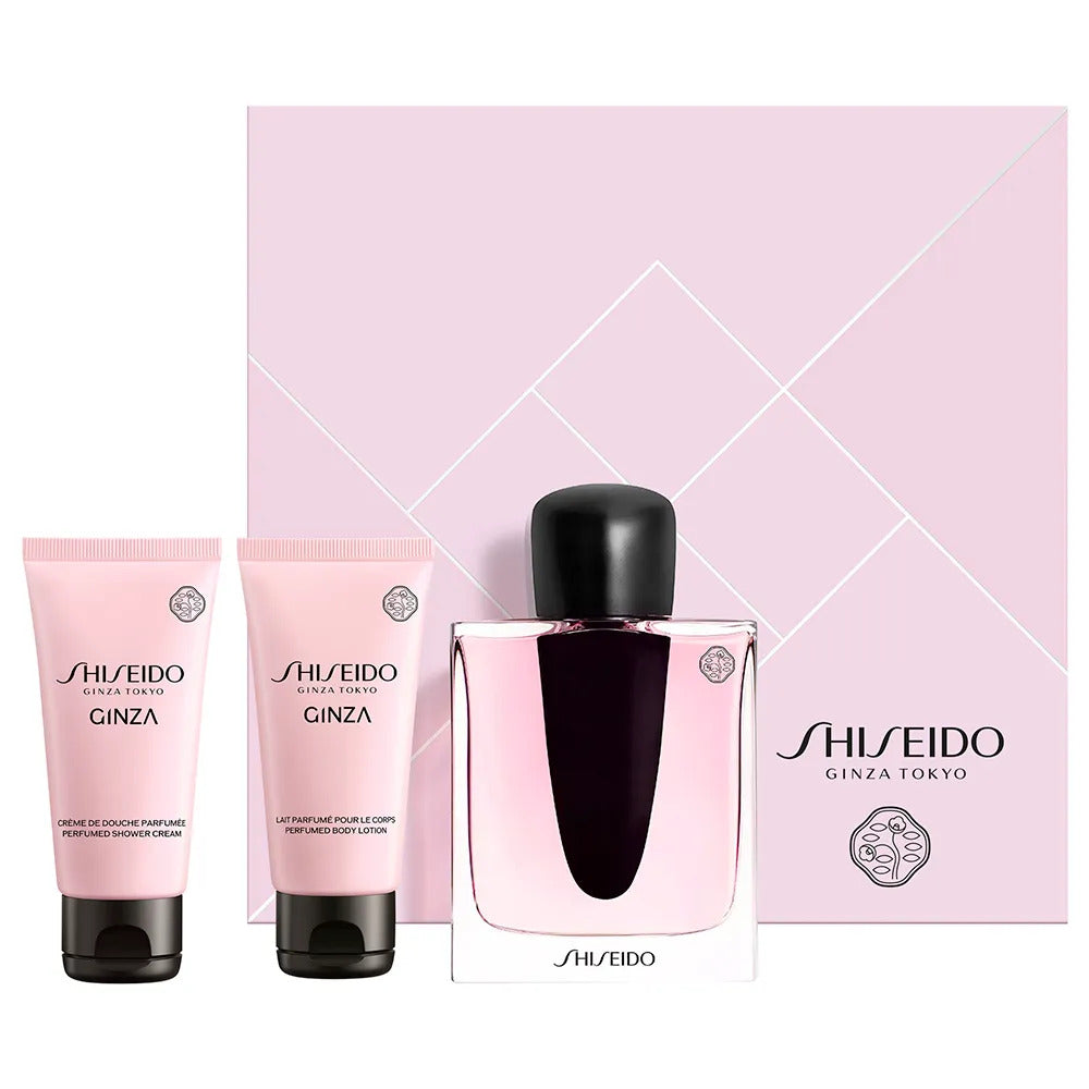 Set Shiseido: Ginza, Eau De Parfum, For Women, 50 ml + Ginza, Moisturizing, Body Lotion, 50 ml + Ginza, Cleansing, Shower Gel, For All Skin Types, 50 ml