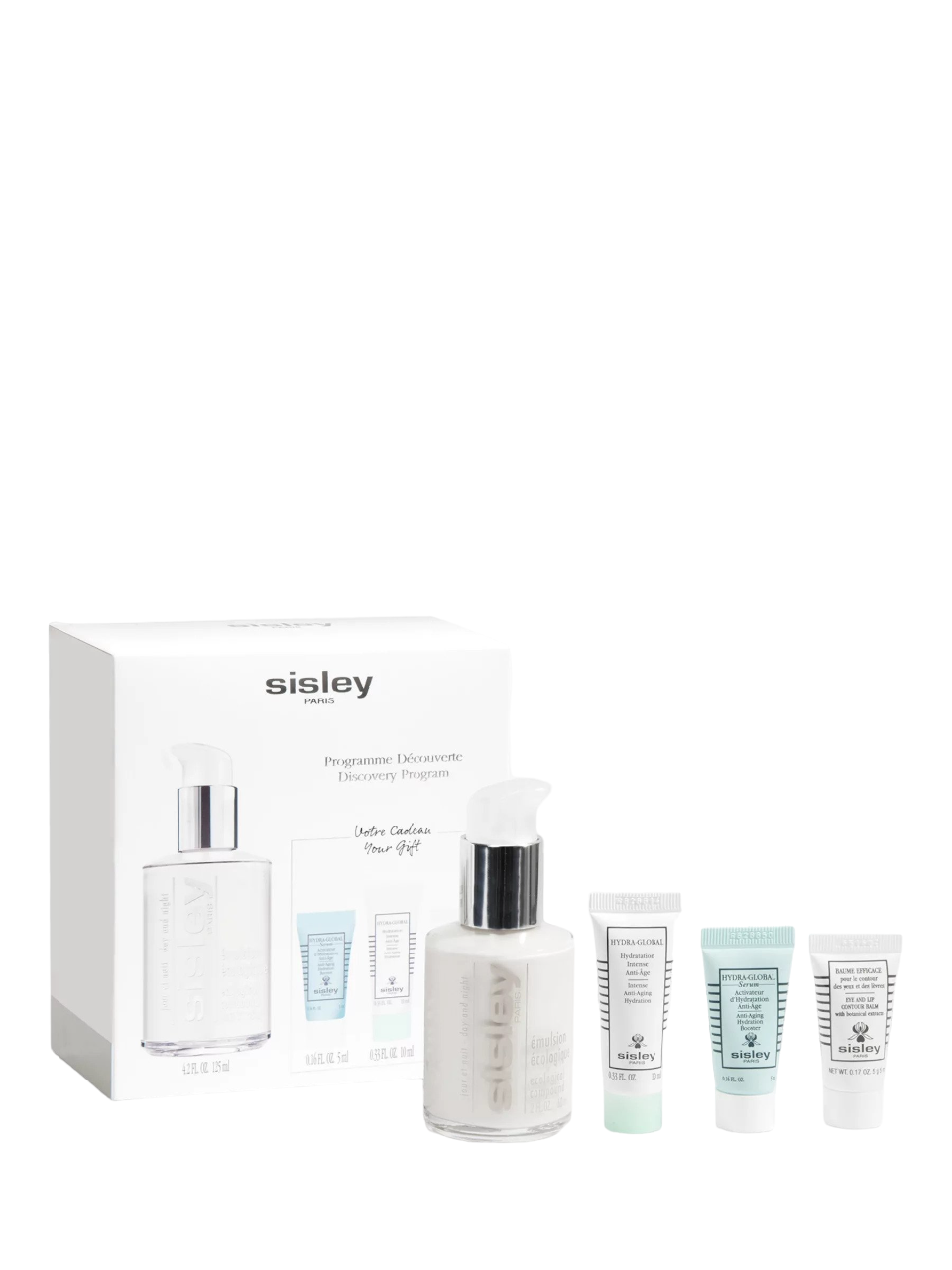 Discovery Program Set Sisley: Joy Ecological Compound, Emulsion, For Face, 125 ml + Joy Ecological Compound, Anti-Ageing, Day, Cream, For Face, 10 ml + Joy Ecological Compound, Anti-Ageing, Night, Serum, For Face, 5 ml + Joy Ecological Compound, Eye Cr...